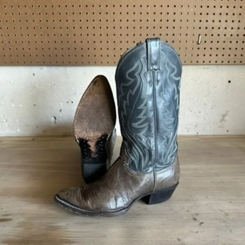 Vintage Justin Grey Lizard Cowboy Boots 8 / Womens 9.5